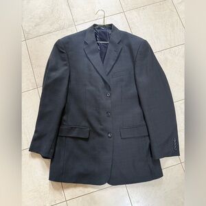 Vintage Haggar Men’s Suit 42L – Dark Blue Check, Wool Blend